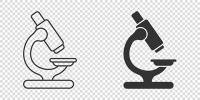 Microscope icon in flat style. Laboratory magnifier vector illustration on isolated background. Biology instrument sign business concept.