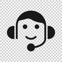 Helpdesk icon in flat style. Headphone vector illustration on white isolated background. Chat operator business concept.