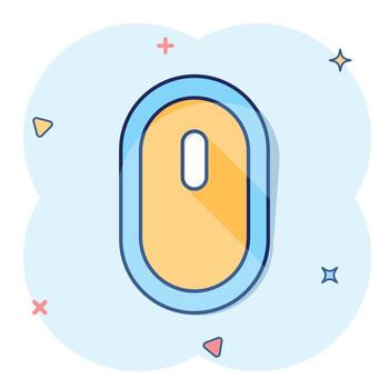 Vector cartoon computer mouse icon in comic style. Computer cursor sign illustration pictogram. Mouse business splash effect concept.