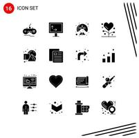 Set of 16 Modern UI Icons Symbols Signs for cube health man form disease Editable Vector Design Elements