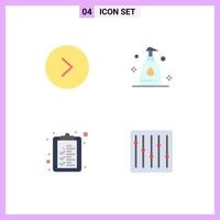 Set of 4 Vector Flat Icons on Grid for arrow controls cleaning check list dj Editable Vector Design Elements