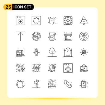 Pictogram Set of 25 Simple Lines of plant travel reload navigation compass Editable Vector Design Elements