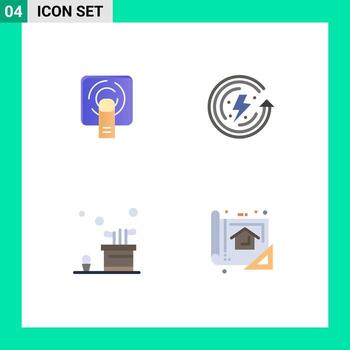 Pictogram Set of 4 Simple Flat Icons of finger caddy screen energy game Editable Vector Design Elements