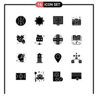 Universal Icon Symbols Group of 16 Modern Solid Glyphs of education thinking scoring graphic creativity Editable Vector Design Elements