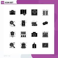 Pictogram Set of 16 Simple Solid Glyphs of tax monitoring auditing book research field Editable Vector Design Elements