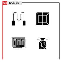 Modern Set of 4 Solid Glyphs and symbols such as rope midi printer controller jar Editable Vector Design Elements