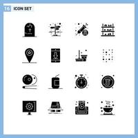 Stock Vector Icon Pack of 16 Line Signs and Symbols for army supermarket left right shopping injection Editable Vector Design Elements