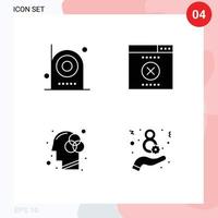 User Interface Pack of 4 Basic Solid Glyphs of camera human mind electronic seo color Editable Vector Design Elements