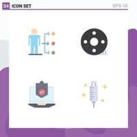 Universal Icon Symbols Group of 4 Modern Flat Icons of connect filmmaking user cinematography computer Editable Vector Design Elements