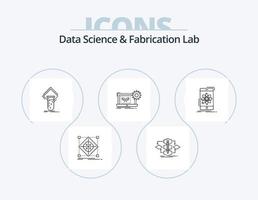 paquete de iconos de línea de laboratorio de fabricación y ciencia de datos 5 diseño de iconos. de. detección. inteligencia. Procesando. herramientas vector