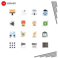 Pack of 16 creative Flat Colors of volume no filter graduation world Editable Pack of Creative Vector Design Elements