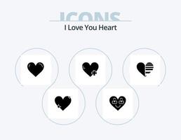 paquete de iconos de glifos de corazón 5 diseño de iconos. regalo. me gusta. favorito. amar. corazón vector