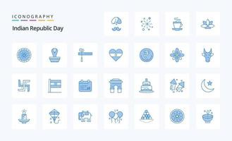 25 Indian Republic Day Blue icon pack vector