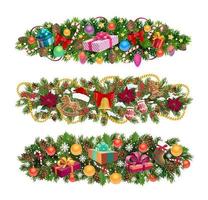 Christmas tree borders, holiday vector