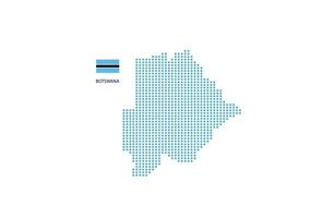 círculo azul de diseño de mapa de botswana, fondo blanco con bandera de botswana. vector