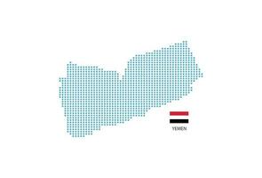 Yemen map design blue circle, white background with Yemen flag. vector