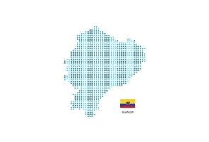 círculo azul de diseño de mapa de ecuador, fondo blanco con bandera de ecuador. vector