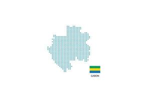 Gabón mapa diseño círculo azul, fondo blanco con bandera de Gabón. vector