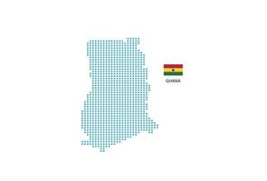 diseño de mapa de ghana círculo azul, fondo blanco con bandera de ghana. vector