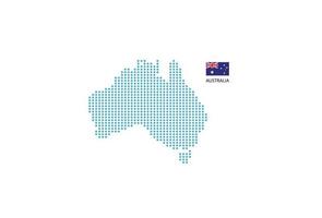 Australia map design blue circle, white background with Australia flag. vector