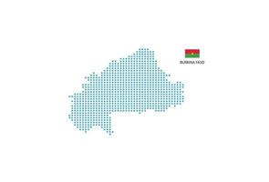 Burkina Faso map design blue circle, white background with Burkina Faso flag. vector