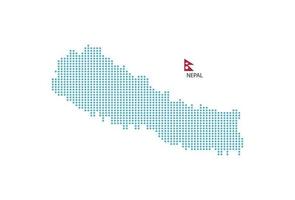 diseño de mapa de nepal círculo azul, fondo blanco con bandera de nepal. vector