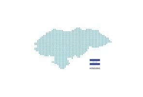 círculo azul de diseño de mapa de honduras, fondo blanco con bandera de honduras. vector