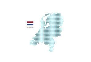 Netherlands map design blue circle, white background with Netherlands flag. vector