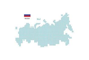 Russia map design blue circle, white background with Russia flag. vector