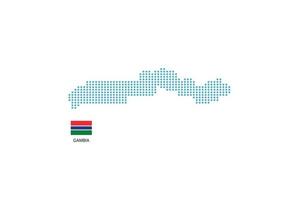 Gambia mapa diseño círculo azul, fondo blanco con bandera de Gambia. vector