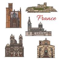 Travel landmarks and tourist sights of France icon vector