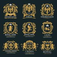 escudo de armas heráldico con león y águila vector