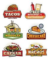 Fast food retro symbols with snack and desserts vector