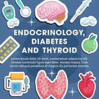 cartel de medicina endocrinológica con icono médico vector