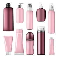 Cosmetic bottles and cream conteiners mock up vector