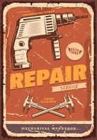 Auto service retro banner for car repair design vector