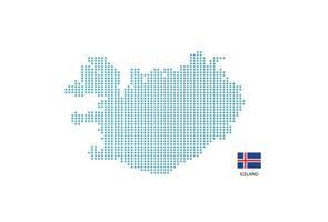 Iceland map design blue circle, white background with Iceland flag. vector