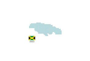 diseño de mapa de jamaica círculo azul, fondo blanco con bandera de jamaica. vector