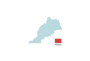 diseño de mapa de marruecos círculo azul, fondo blanco con bandera de marruecos. vector