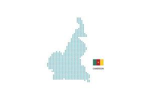 Camerún mapa diseño círculo azul, fondo blanco con bandera de Camerún. vector