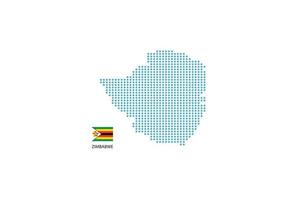 Zimbabwe map design blue circle, white background with Zimbabwe flag. vector