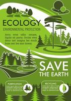 Ecology protection banner for Save Earth design vector