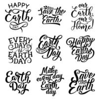 Happy Earth Day Save Planet text vector icons