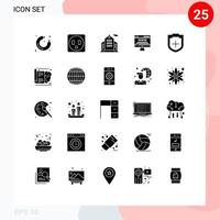 Set of 25 Modern UI Icons Symbols Signs for book security corporation plus web advert Editable Vector Design Elements