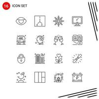 16 Creative Icons Modern Signs and Symbols of formula board marine pc device Editable Vector Design Elements