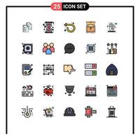 Stock Vector Icon Pack of 25 Line Signs and Symbols for reward chest heart box repeat Editable Vector Design Elements