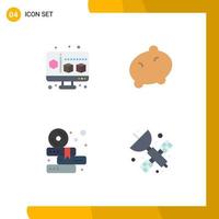 Mobile Interface Flat Icon Set of 4 Pictograms of cube cd food books artificial Editable Vector Design Elements