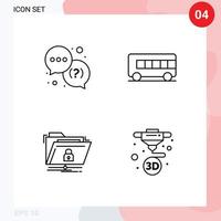 Universal Icon Symbols Group of 4 Modern Filledline Flat Colors of help folder support vehicle secure Editable Vector Design Elements