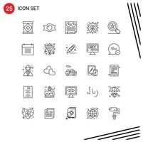 25 Universal Lines Set for Web and Mobile Applications badge achievements page setting gear Editable Vector Design Elements