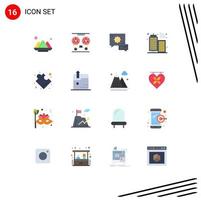 Group of 16 Modern Flat Colors Set for solution complex reel internet building Editable Pack of Creative Vector Design Elements